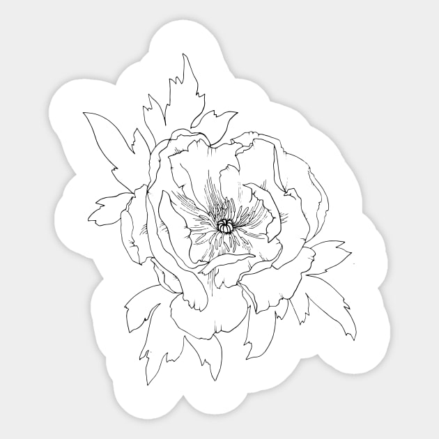 Large Peony with Petals Sticker by themintgardener